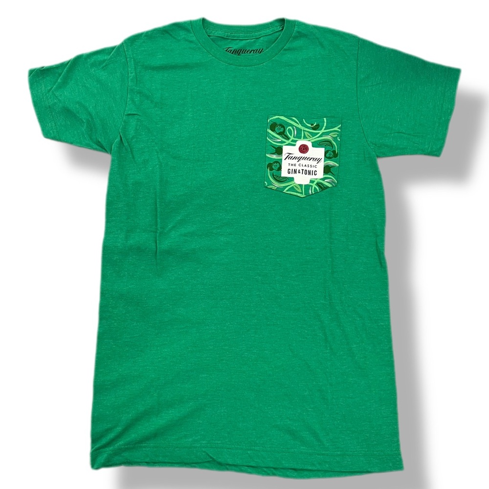 Official Tanqueray The Classic Gin & Tonic Promo Pocket Green T Shirt Adult SM